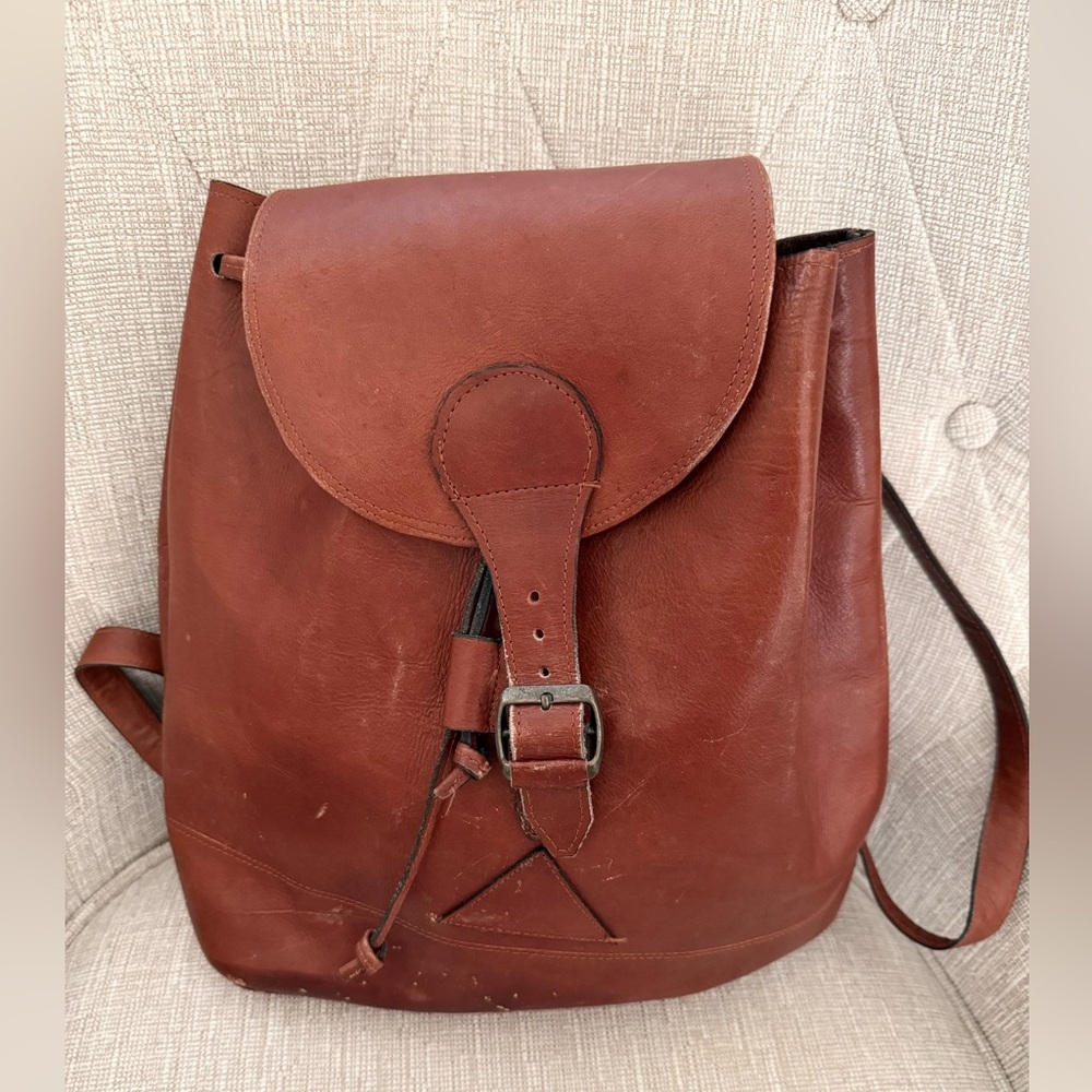 Vintage Brown Leather Backpack